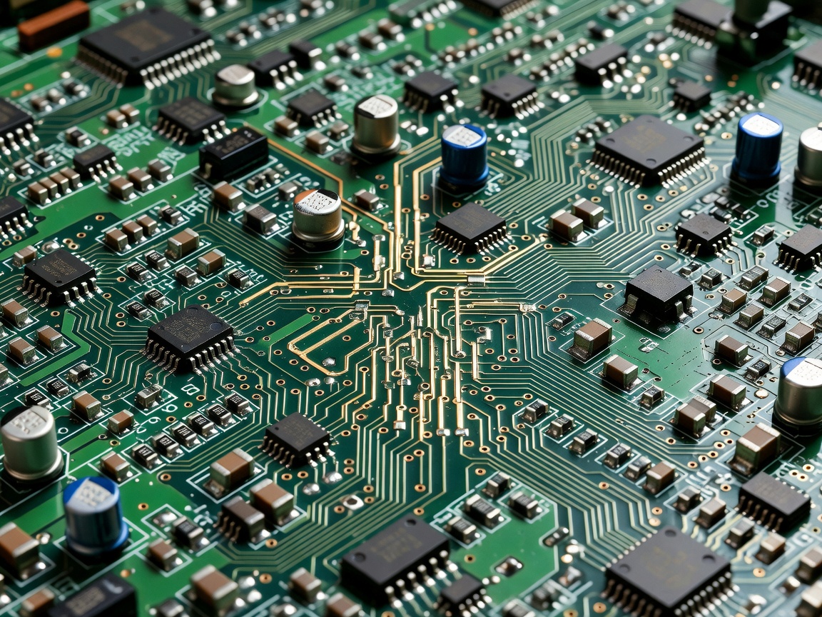 Elektroniikkapiirilevy kuvastamassa automaatiota
